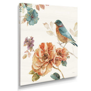 Cottage Bird on Orange Flower Twig